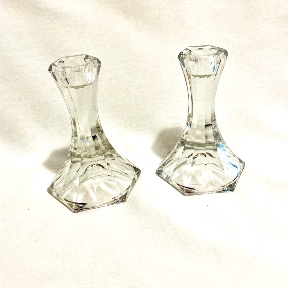 Candlestick Holders Pair of Towle - Austrian Lead Crystal Faceted